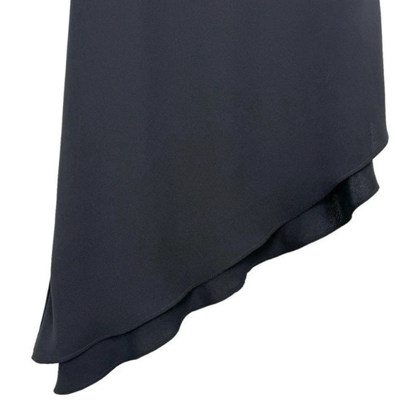 Vintage 90s Y2K Cowl Neck Dress Sz 6 Black Asymmetrical Hem Witchy Fairy Goth - Picture 4 of 11